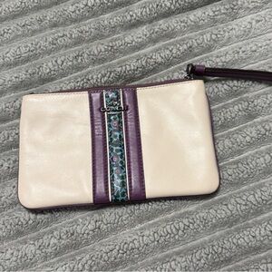 Coach Cream and Purple Floral Wristlet